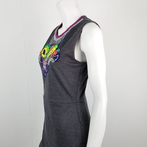 Greylin Gray Beaded Embelished Neckline Dress Sz M - Picture 5 of 7